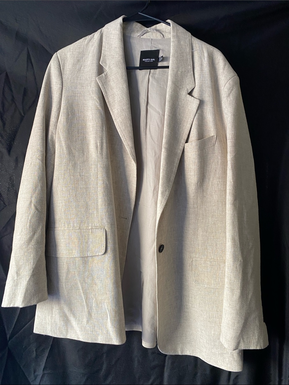 Nasty Gal Beige Tailored Linen-Blend Blazer